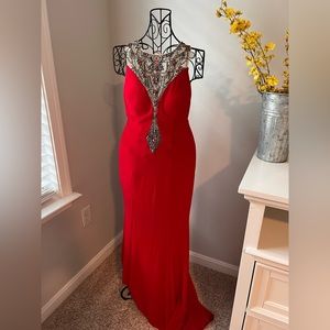 Ruby Red Hand Beaded Ball Gown